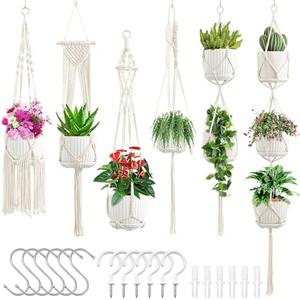 SFENNGPET Macrame Plant Hangers, 6Pack Hanging Planters for Indoor Plants w/ 6 Set Hangers Kit Handmade Macromay Plant Hangers Indoor Flower Pots Holder Stand for Boho Home Décor (POTS NOT Included)