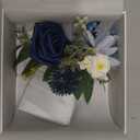 Ling's moment Pocket Boutonniere Single, Boutonniere for Men Groom for Wedding, Prom, Homecoming, Anniversary, Graduation, etc.Dusty Blue Navy, 6" W x 5" H