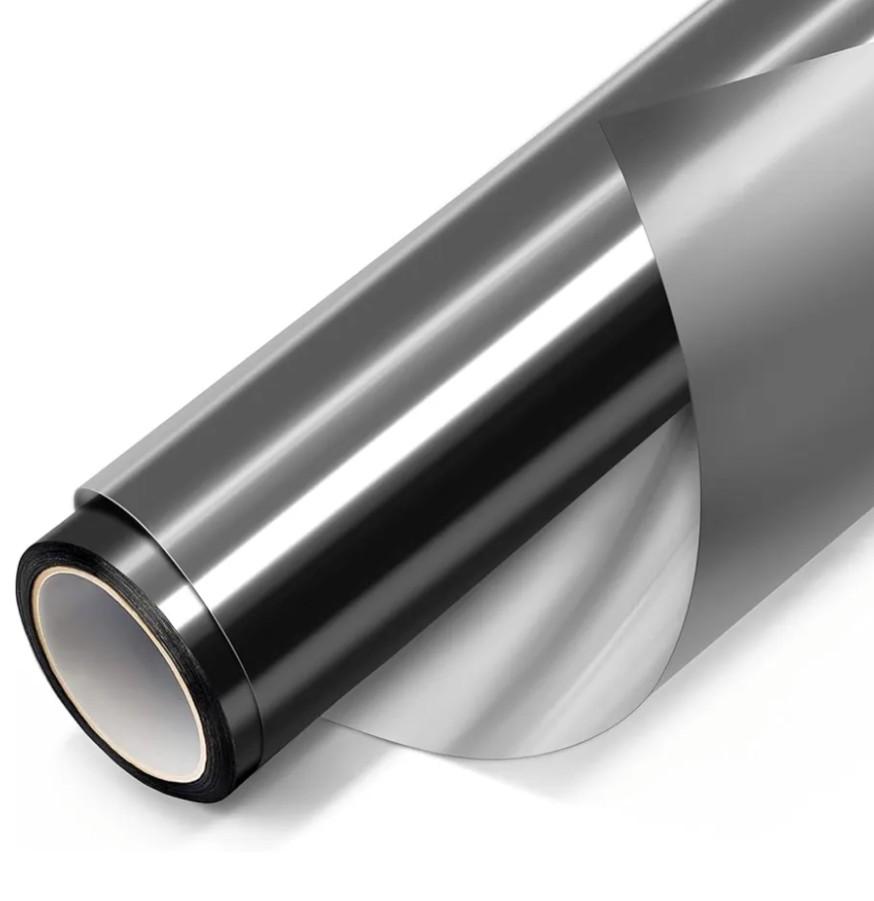 Window Film, Window Privacy Film, One Way Window Film Daytime Privacy Static Cling Sun Blocking Anti UV Reflective Window Tint for Home Office 35.4 Inch x 19.6 Feet, Black Silver