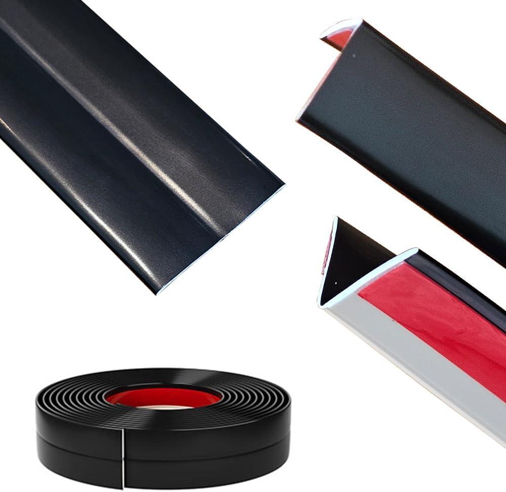 LaRolls Inside Outside Corner Molding Trim & Edge Protector, Peel and Stick, Flexible, Self -Adhesive, Wall Moulding for Baseboard Countertop Door Frame Decoration, Matte Black, 20ft, AD416B2