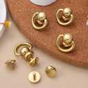 VILLCASE 4pcs D Rings Rivets for Purse Making, Brass Rivet Studs, 360 Degree Rotatable D Fasteners for Purse, Bag Hardware, DIY Leathercraft