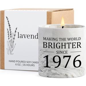 50th Birthday Gift for Her - Gifts for 50 Year Old Birthday Woman - 1976 Bday Gifts for Women - 50 Year Old Present Idea for Her Him, 6oz Lavender Ceramics Candle