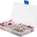 Juvale Clear Plastic Tackle Box - Adjustable 15-Compartment Bead Organizer & Jewelry Storage - Lockable Storage Box for Crafts & Travel - Clear Container Fits Drawers & Bags - 6-Pack, 6.7 x 0.8 x 4 in