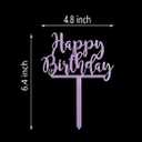 Happy Birthday Cake Topper for Birthday Party Decorations (Purple Acrylic)