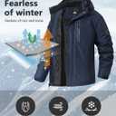 Men's Mountain Ski Jacket Warm Winter Snow Coat Waterproof Snowboarding Jacket Outdoor Windbreaker Hooded for Hiking (Blue, L)
