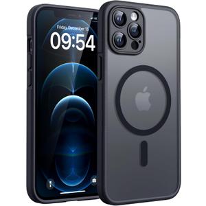 TOCOL for iPhone 12 Pro Max Case, Upgraded Full Camera Protection, Compatible with Magsafe, Drop Protection, Translucent Magnetic Matte Phone Case for iPhone 12 Pro Max 6.7 inch (Black)
