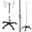 JJ CARE IV Pole with Wheels [Upgraded] 4 Hooks, 5 Caster Wheels with Lock Function, and Adjustable Height - Heavy Duty Plastic Base IV Stand Pole, IV Bag Holder, Infusion Stand - Chrome