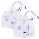 2 Pack Urinary Drainage Bag with Anti-Reflux Chamber, 4000ml Large Capacity, 48" Drainage Tube, Professional Urine Bags with Clips and Hanging Hook, Catheter Bags for Men