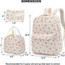 Corduroy School Backpack Girls Kids Teens School Bookbags Schoolbag Set with Lunch Box Pencil Bag