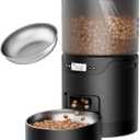 Automatic Cat Feeder: 3L Auto Food Dispenser with Timed Feeding| 6 Meal Programmable& 1-20 Portion Precise Control- Easy to Clean for Cat Indoor| Desiccant Keep Food Fresh with Staiess Bowl (Black+Stainless Bowl)