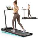 Abonow Walking Pad with Handle Bar - 2 in 1 Under Desk Treadmill8% Manual Incline, LED Display, 265 LBS Capacity, 2.5HP Compact Treadmills for Home Office