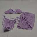 GORGLITTER Women's 3 Piece Swimsuits Halter Triangle String Bikini Set with Beach Skirt Swimwear Set (Large, Purple)