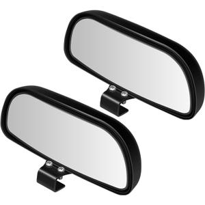 Blind Spot Mirror for Car, HD Glass Convex Wide Angle Blindspot Rear View Mirrors, Adjustable Clip On Car Side Mirror for Trucks SUVs Jeep RVs, Fits Max 0.16in/0.4cm Framed Mirrors (Black 2pcs)