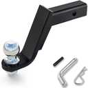 AC-DK Adjustable Heavy-Duty Trailer Hitch Tri-Ball Mount with Locks&Pin&Rotatable Tow Shackle, Fits 2-in Receiver, 4-1/2" Rise/Drop, 1-7/8" & 2" &2-5/16" Ball, 10000LBS GTW