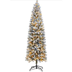 6 Ft Pre Lit Flocked Pencil Christmas Tree Artificial Tall Slim Christmas Tree Skinny Xmas Tree with 216 Led Lights & 550 Branch Tips, Prelit Christmas Tree for Indoor Outdoor Yard Decorations 6 Ft Pre Lit Flocked Pencil Christmas Tree Artificial Tall Slim Christmas Tree Skinny Xmas Tree with 216 Led Lights & 550 Branch Tips, Prelit Christmas Tree for Indoor Outdoor Yard Decorations