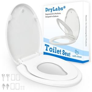 Elongated Toilet Seat with Built-In Toddler Seat 18.5" - Soft Close for Child & Adult, Potty Training Seat, Durable PP Toilet Seat, Easy Installation & Removal, Fits Most Toilet Bowls