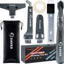 Saker Caulking Tool Kit-Aluminum 4 In 1 Sealant Finishing Tool Grout Remove Scraper Caulk Remover Glass Glue Angle Scraper for Bathroom, Kitchen, Floor, Window, Sink Joint, Frames Seal Silver