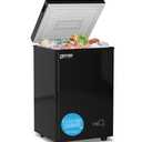 OSTBA 3.5 Cu.Ft Chest Freezer, Compact Deep Freezer with 2 Removable Baskets, Bottom Wheels, 6-Level Temperature Control with Fast Freeze Mode, Energy Saving Quiet Freezer, Silver