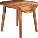 Signature Design by Ashley Berringer Dining Room Round Drop Leaf Table, Rustic Design, Seats 4, Hinged Extension Leaves, Small Space Solution, 42" W x 42" D x 30.63" H, Rustic Brown