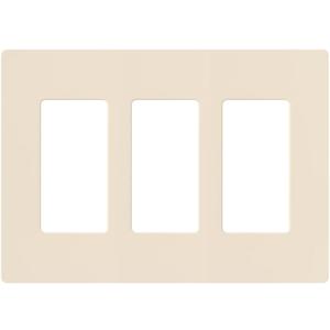 Lutron Claro Light Switch Cover Plate, 3 Gang Wallplate, for Decorator Light Switches, Rocker Light Switch Cover, Outlet Cover, Screwless Switch Plate Cover, Gloss, CW-3-LA, Light Almond (1 Pack)