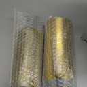 Munfix 100 9 Oz Clear Plastic Cups, Old Fashioned Tumblers, Fancy Disposable Wedding Cups, Elegant Party Cups with Gold Rim