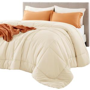 Bedsure Comforter Duvet Insert - Quilted Comforters Full Size, All Season Duvet, GentleSoft Down Alternative Bedding, with 8 Tabs, Gifts for Women/Men,Cream, Full 86 x 82 Inches