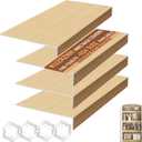 Wire Shelf Covers 4Pcs, 31x16x3 in, Faux Wood Wire Rack Covers for Pantry, Kitchen, Closet, Moisture-Resistant & Easy-to-Clean Organizer Liners, Original Wood