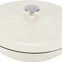 Amazon Basics Enameled Cast Iron Covered Round Casserole Skillet with Lid for Oven, 3.3-Quart, White
