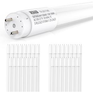 JESLED T8 LED Bulbs 4FT 12W 5000K, Type B Ballast Bypass, 2200LM, ETL | Designed to replace 40W fluorescent bulbs. Ballast bypass installation required. Single or double end powered, 30 Pack