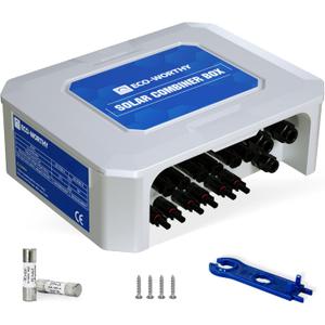 ECO-WORTHY Upgraded 6 String Solar PV Combiner Box, Upgraded 25A Current Fuse, 125A Circuit Breakers with Max Support Up to 6480W Solar System, Better ABS Waterproof Case and Surge Protective