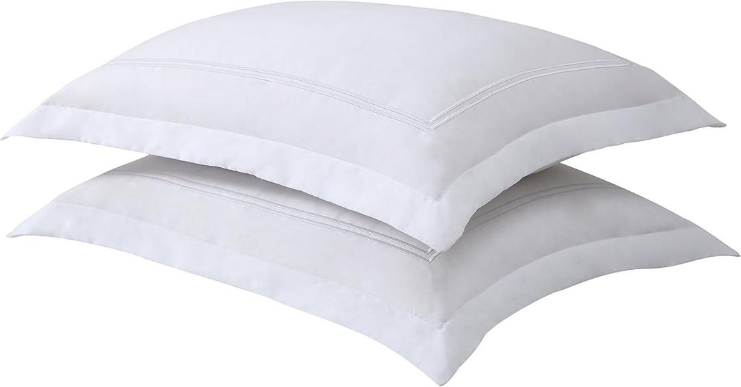 Bed Maker's Levinsohn Luxury Hotel Tailored Pillow Sham Pair, White with White Baratta Stitched Hem (2 Pack) Standard Bed Maker's Levinsohn Luxury Hotel Tailored Pillow Sham Pair, White with White Baratta Stitched Hem (2 Pack) Standard
