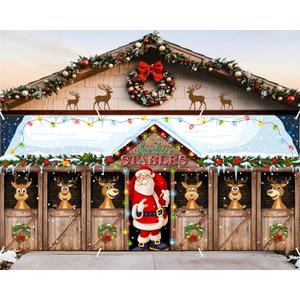 6 x 13 ft Christmas Garage Door Banner Decoration Magnetic Double Garage Door Covers Large Xmas Backdrop Decorations for Holiday Outdoor Indoor Party Decor(Santa Claus)