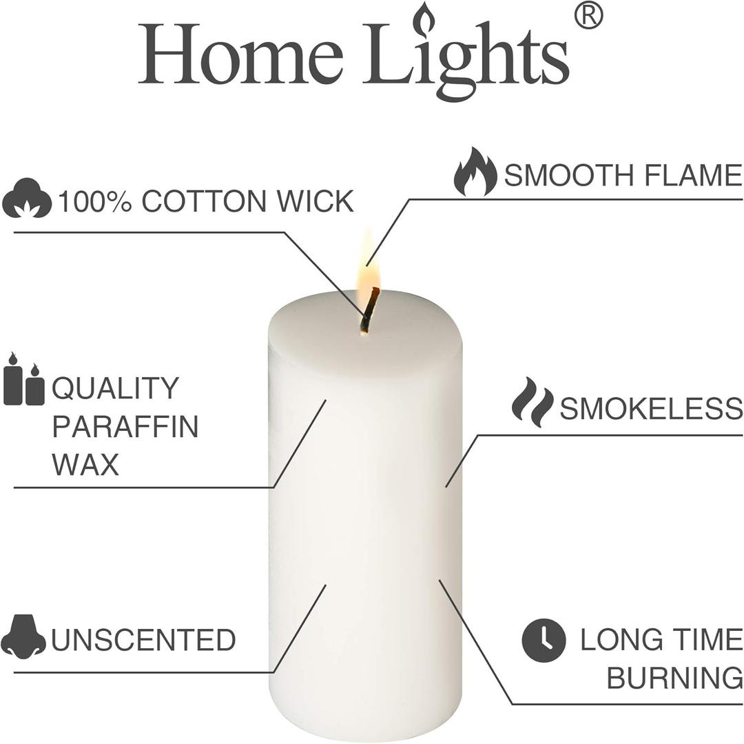 HomeLights Pillar Candles - 2.7x6 inch | 60 Hours Burning, 1 Count - White Unscented Smokeless European Pillar Candles - Perfect for Wedding, Parties, Spas, Home Gatherings and Dinner HomeLights Pillar Candles - 2.7x6 inch | 60 Hours Burning, 1 Count - White Unscented Smokeless European Pillar Candles - Perfect for Wedding, Parties, Spas, Home Gatherings and Dinner