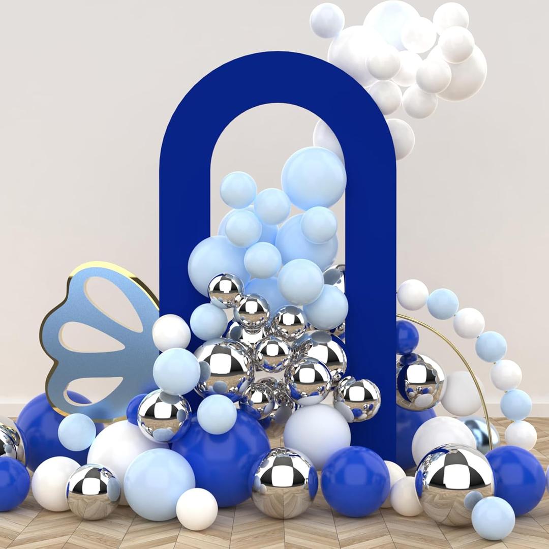 LEBENGURU Upgraded 7.2FT Open Arch Backdrop Cover, Royal Blue Spandex Fitted Round Top Wedding Arches, Double-Sided U-Shaped Arch Chiara Stand Covers for Birthday Party Baby Shower Balloon Dcor