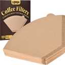 100 Count #2 Cone Coffee Filters, Unbleached Natural Paper, No Blowout & Tear-Resistant, Compostable, Fits 2-6 Cup Makers, Pour-Over & Ninja Brewers