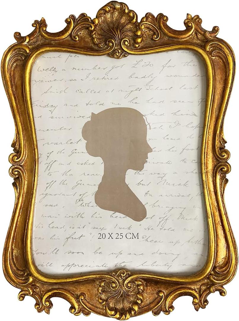 AELS 8x10 Inch Vintage Picture Frame, Elegant Antique Photo Frames with Glass Front, Photo Display, Tabletop Wall Hanging, Gift Ideas (Golden Bronze)