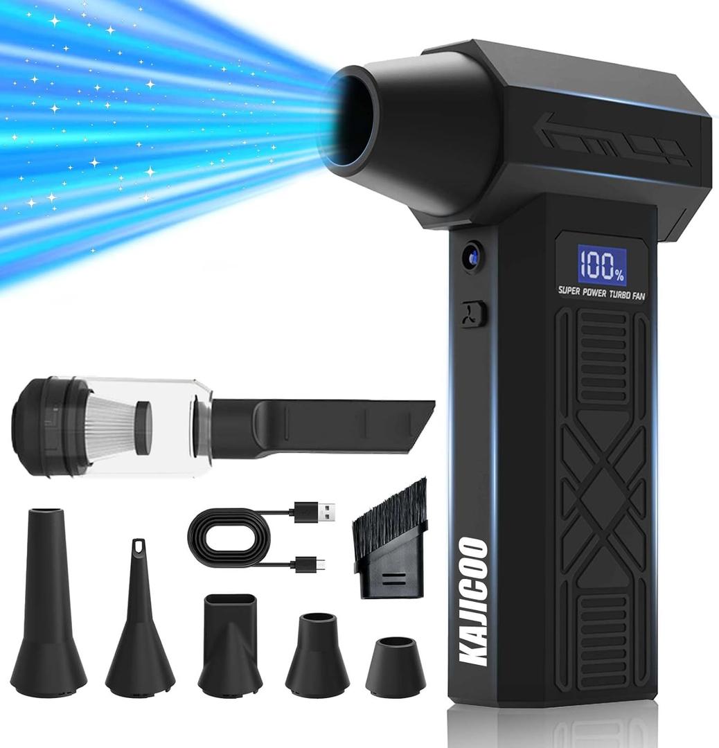 Compressed Air Duster-230000RPM Super Power Electric Air Duster, 4-Gear Adjustable Mini Blower with Type-C Fast Charging, Dust Blower for Computer, Keyboard, House, Outdoor and Car