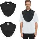 2pcs in Pack Unisex Clergy Black Tab Collar Clerical Bib Collar with Insert White Tab