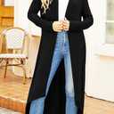 Newchoice Womens Long Cardigan Summer Casual Draped Open Front Lightweight Long Sleeve Cardigan Duster with Pockets (Black, S)