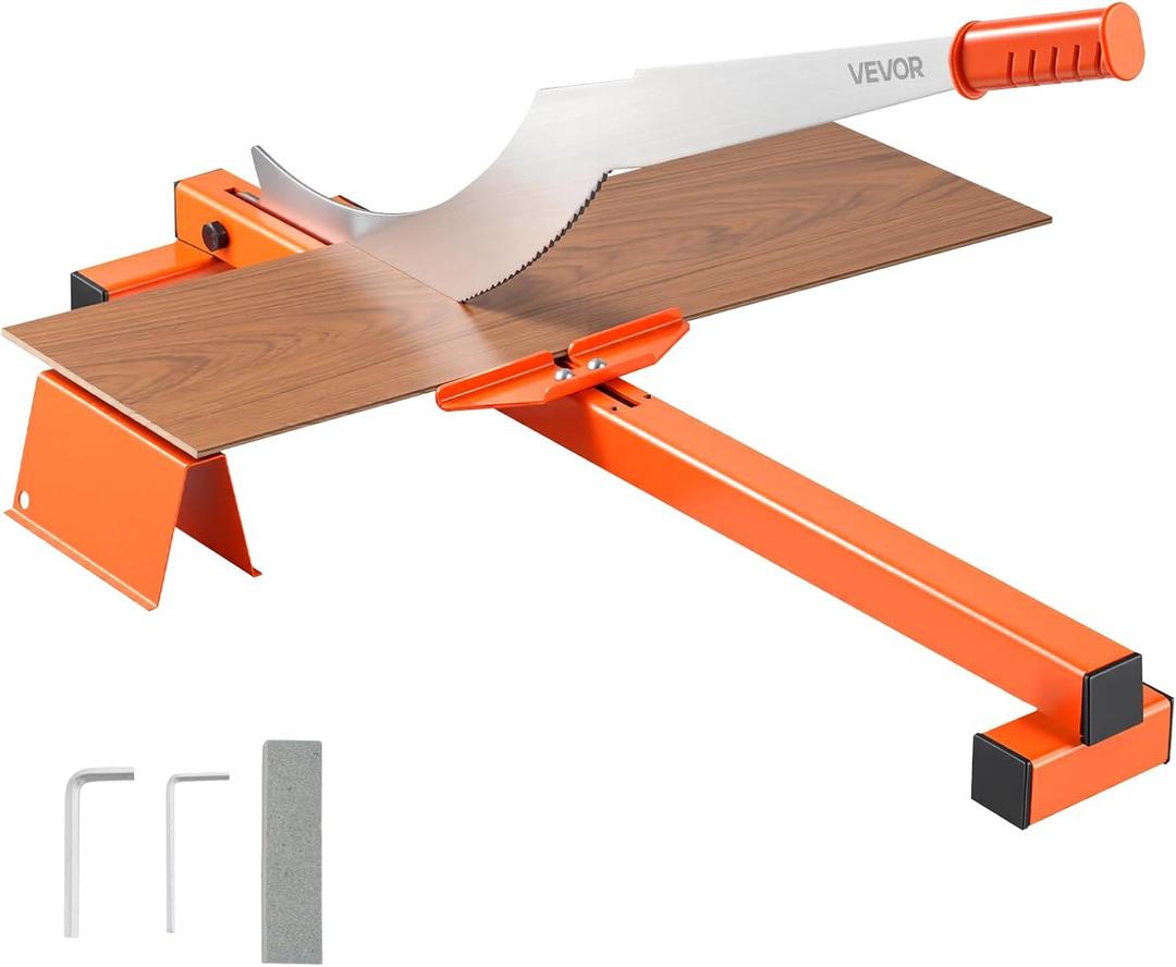VEVOR 12 inch Vinyl Floor Cutter, 10mm Thick Laminate Flooring Cutter with Cutting Angle Guide, Rubber Handle, Honing Stone, D2 Steel Blade for Cutting Laminate, Vinyl, Home Renovation