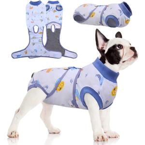 FUAMEY Recovery Suit for Dogs After Surgery,Soft Breathable Dog Bodysuit E-Collar & Cone Alternative Surgical Suit,Male Female Dog Neuter Spay Suits Anti Licking Wounds Onesie Blue Boat M (M(back:13.4-16.1in,wt:14-25lbs))