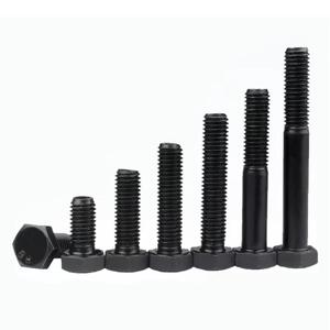 M12-1.75 x 130mm Hex Head Screw Bolt, Carbon Steel Grade 8.8, Black Oxide Finish,Metric Thread, Hexagon Head Bolts for Hardware Furniture Machinery,UNFull Thread（Thread L：38mm）4 PCS