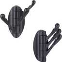 Angle Simple Towel Hook Matte Black 2 PCS, Metal Swivel Folding Robe Hook, Hand Towel Holder, Heavy Duty Clothes Hanger for Bathroom RV Wall Mount