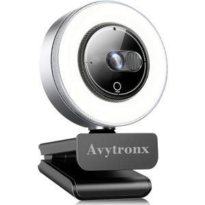 2K Webcam for PC with Microphone & Built-in Light, USB Computer Camera for PC/Laptop/Mac/Monitor, Streaming Webcam with Privacy Cover for Zoom/Skype/Teams/Video Calling/Conference/Online Classes