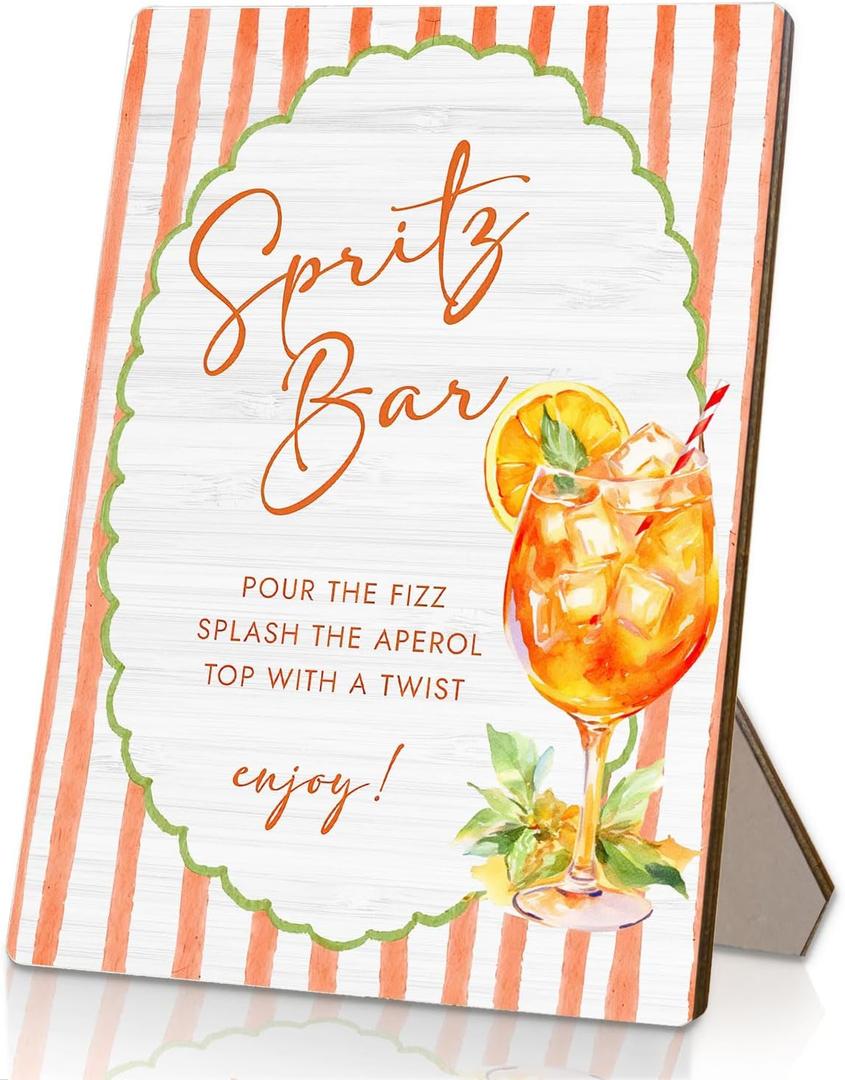 Aperol Spritz Bar Sign, Wedding Cocktail Bar Wooden Stand Sign 5x7 Inch, Baby Bridal Shower Table Decor, Wedding Signs for Reception Ceremony Home Party Tabletop Desk Decorations