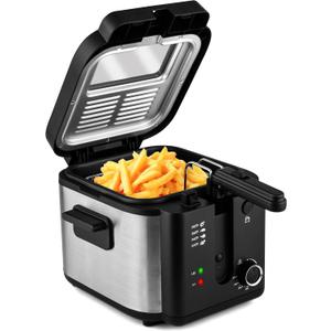 Pukomc Electric Deep Fryer with Basket,Adjustable Temperature Frying Pot for Home Use,Removable Lid and 2.5L Non-Stick Inner Pot Easy to Clean (2.5 Liters)