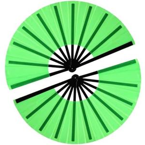 13inch Large Rave Clacking Popping Fan for Line Dancing,Hand Fans for Women Foldable,Boots on The Ground Fan,Portable for Outdoor,Wedding,Party,Decoration(Green,4 Packs)