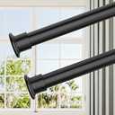 Tension Curtain Rod by EZFurni, 2 Sets 42-123 Inches, Heavy Duty Tension Rods for Windows, No Drilling Adjustable Curtain Rod for Patio, Hold Up Blackout Curtains and Non Slip, Black