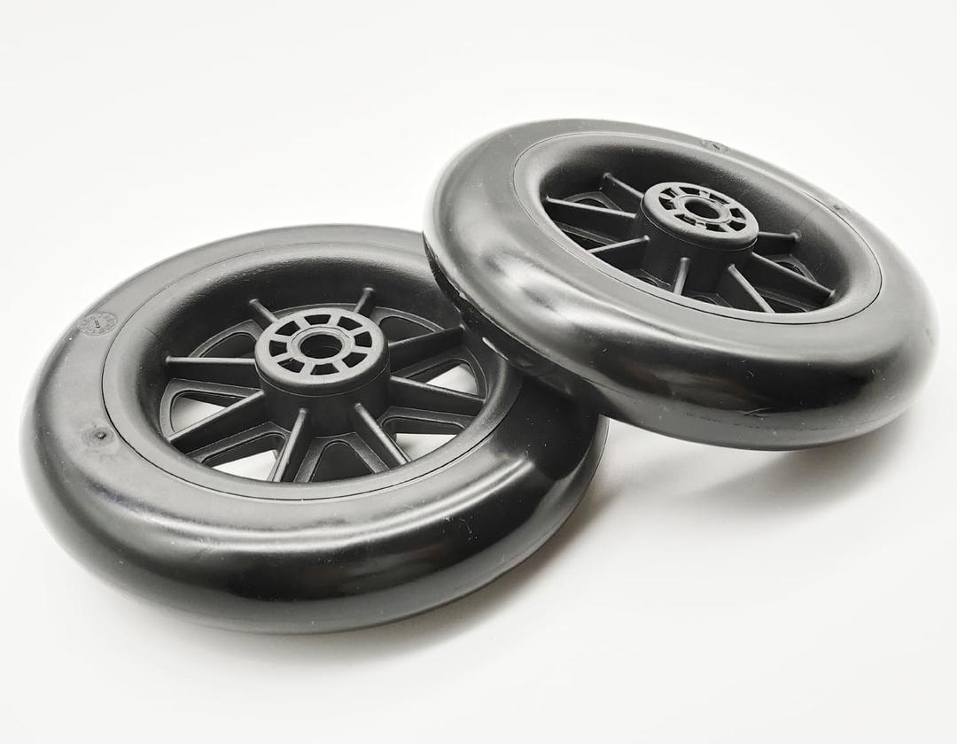 Universal Walker replacement wheels,5Caster Wheels,Axle mounting hole diameter: 5/16" (8MM), shaft height: 30MM,Universal Walker and Bariatric Walker replacement parts,Without Axle.(1Pr,Black)