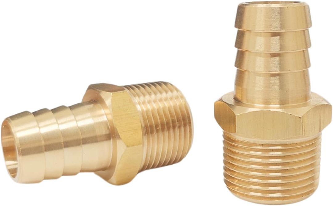 2pcs Brass Hose Barb Fitting, 3/4" Barb x 3/4" NPT Male, Adapter  Correct Thread for 1" OD, Brass Barbed Air Hose Repair Connector